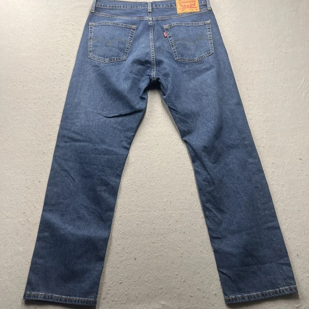 Levis 505 Regular Fit Straight Leg Mens Jeans 34x30 Medium Wash Blue Stretch NEW